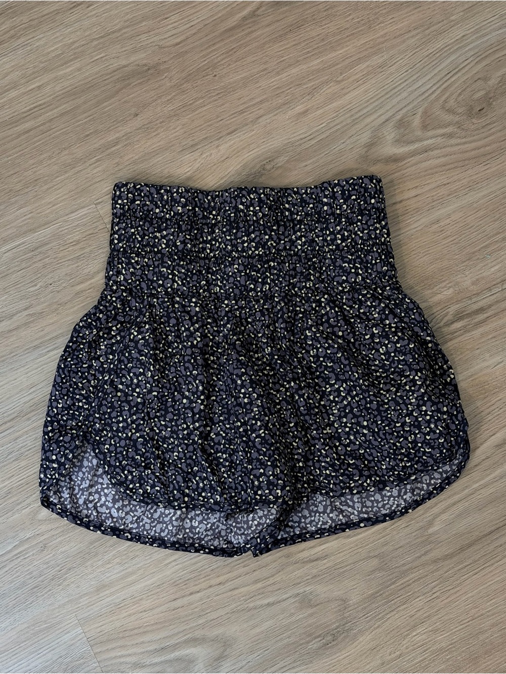 FP Movement by Free People Navy Athletic Shorts with Cream Dot Print